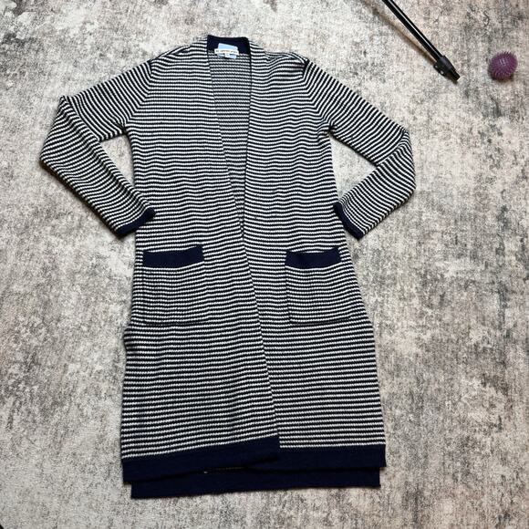 The Cashmere Project Duster Cardigan Sz S Blue White Nautical Coastal Cruise - Picture 9 of 16